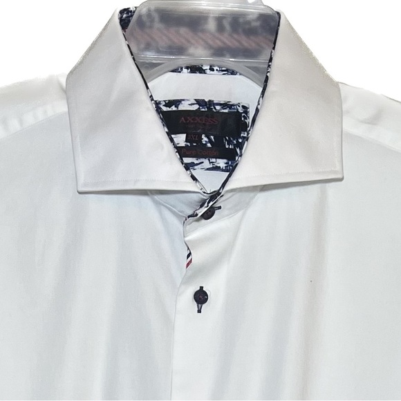 🎈AXXESS Men Dress Shirt Pure Cotton Button Front Long Sleeve 3XL - Picture 2 of 6